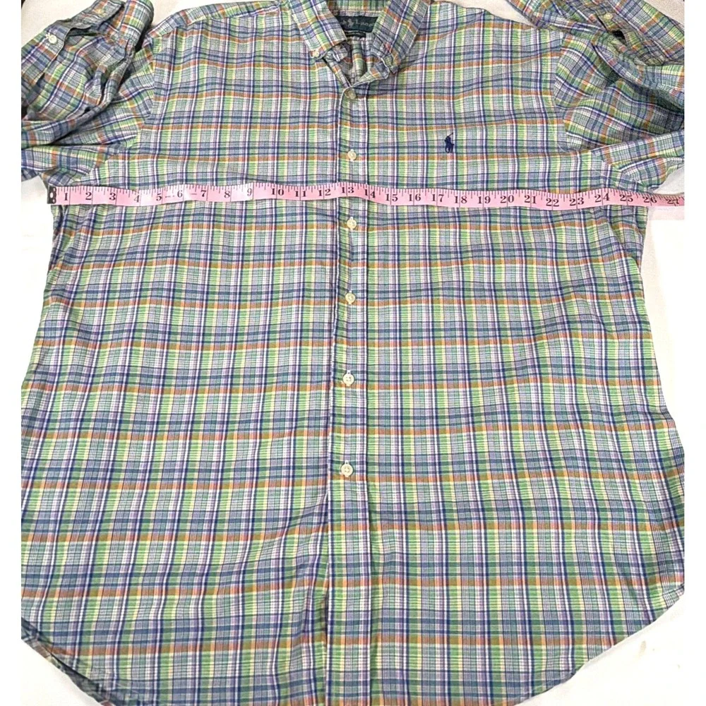 Vintage Polo Ralph Lauren Plaid Shirt Mens‎ XL Green Classic Fit Button Down